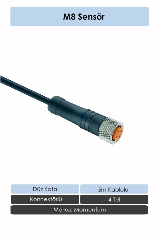 Momentum Sensör Konnektör M8 Düz 5 metre 4 Tel CN8-4050S