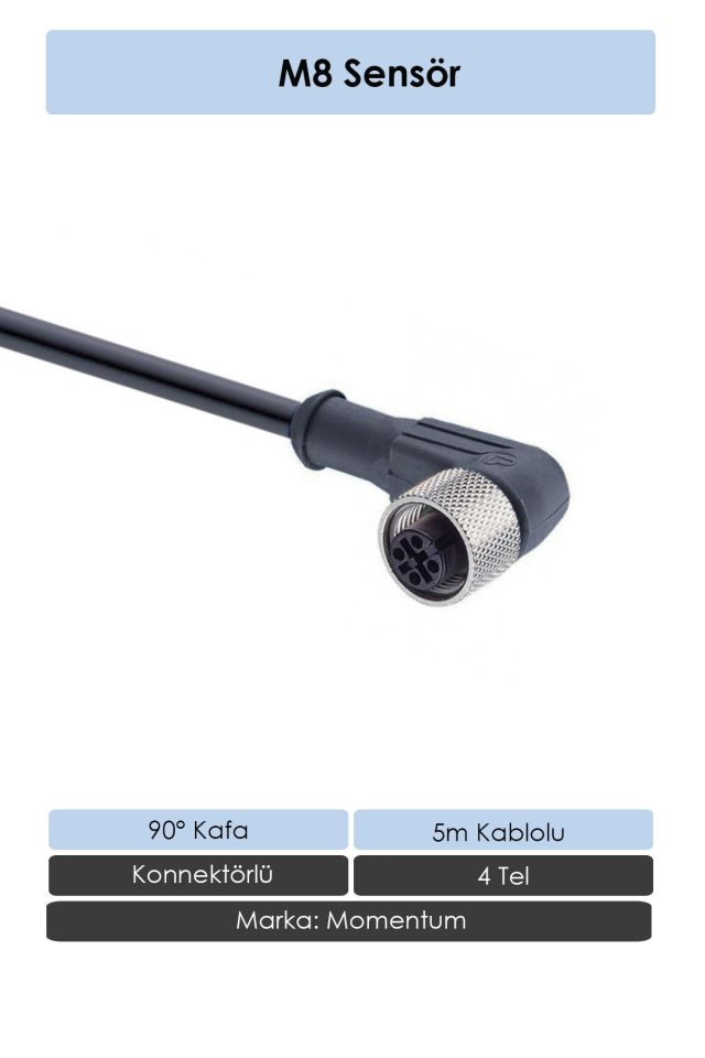 Momentum Sensör Konnektör M8 90d 5 metre 4 Tel CN8-4050R