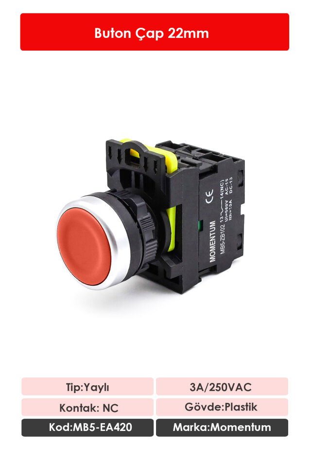 Momentum D22 Buton Yaylı Kırmızı NC MB5-EA420