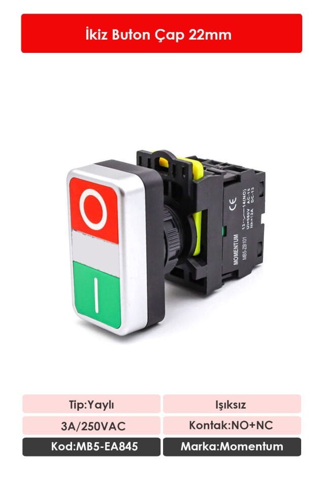 Momentum D22 Buton İkiz Kırmızı-Yeşil NO+NC MB5-EA845