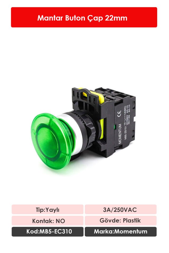 Momentum D22 Buton Mantar Yaylı Yeşil NO MB5-EC310