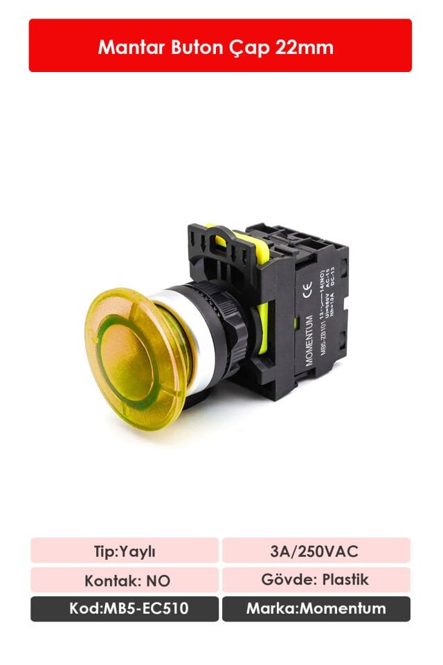 Momentum D22 Buton Mantar Yaylı Sarı NO MB5-EC510