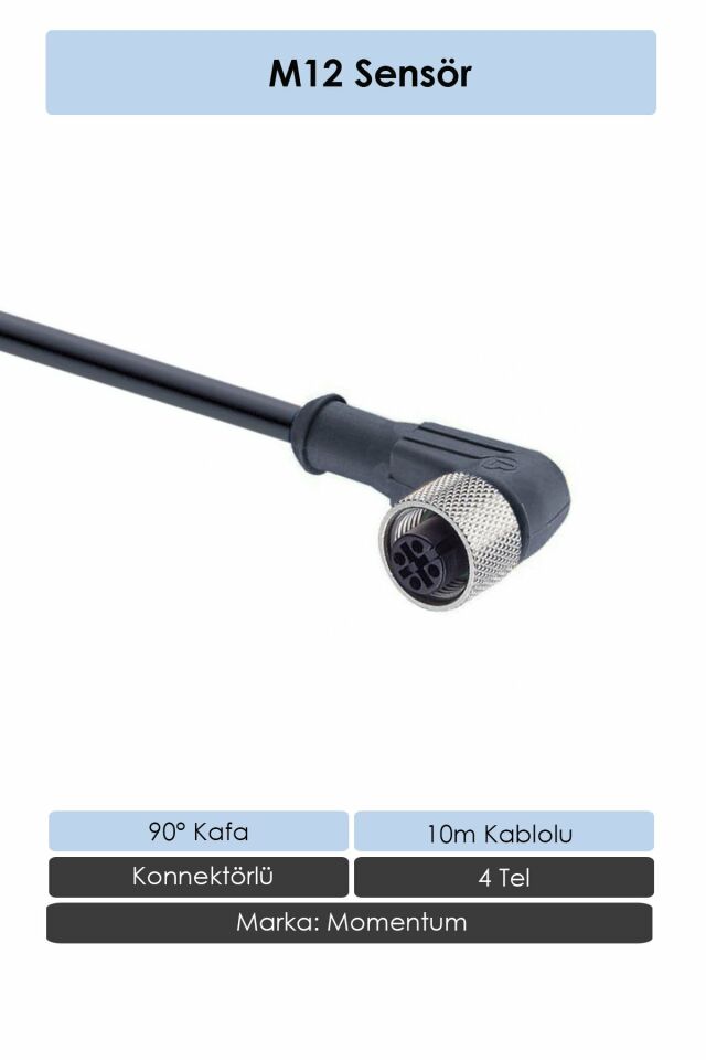Momentum Sensör Konnektör M12 90d 10 metre 4 Tel CN12-4100R