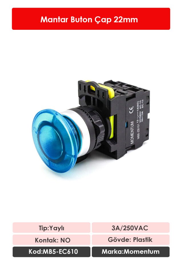 Momentum D22 Buton Mantar Yaylı Mavi NO MB5-EC610
