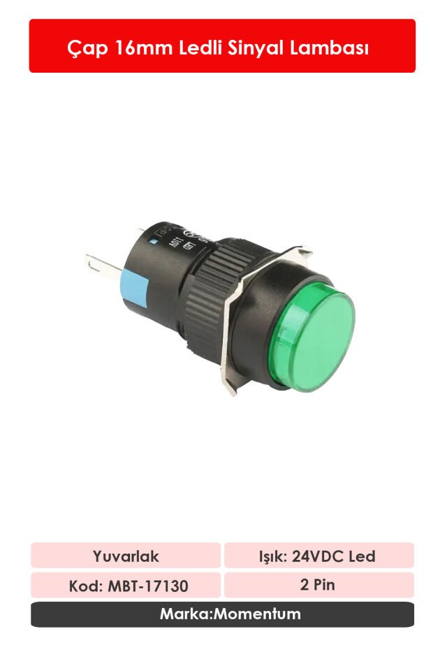 Momentum D16 Sinyal Led 24V Yuvarlak Yeşil MBT-17130