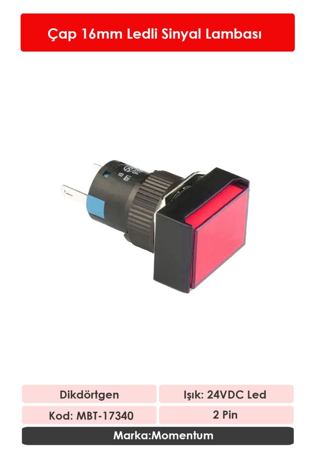 Momentum D16 Sinyal Led 24V Dikdörtgen Kırmızı MBT-17340