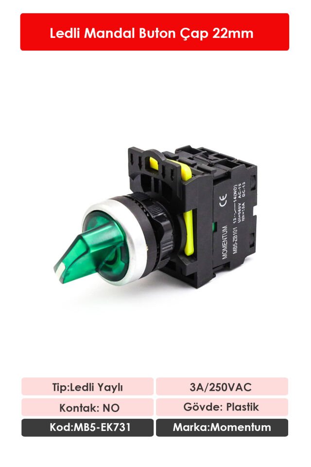 Momentum D22 Buton Mandal Led Yeşil 0-1 NO MB5-EK731