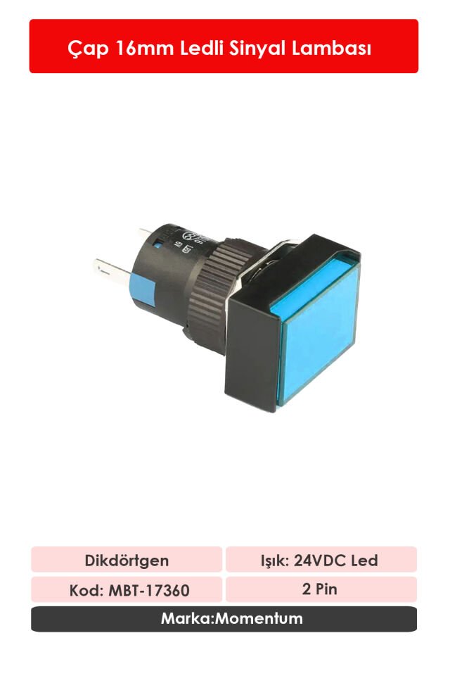 Momentum D16 Sinyal Led 24V Dikdörtgen Mavi MBT-17360