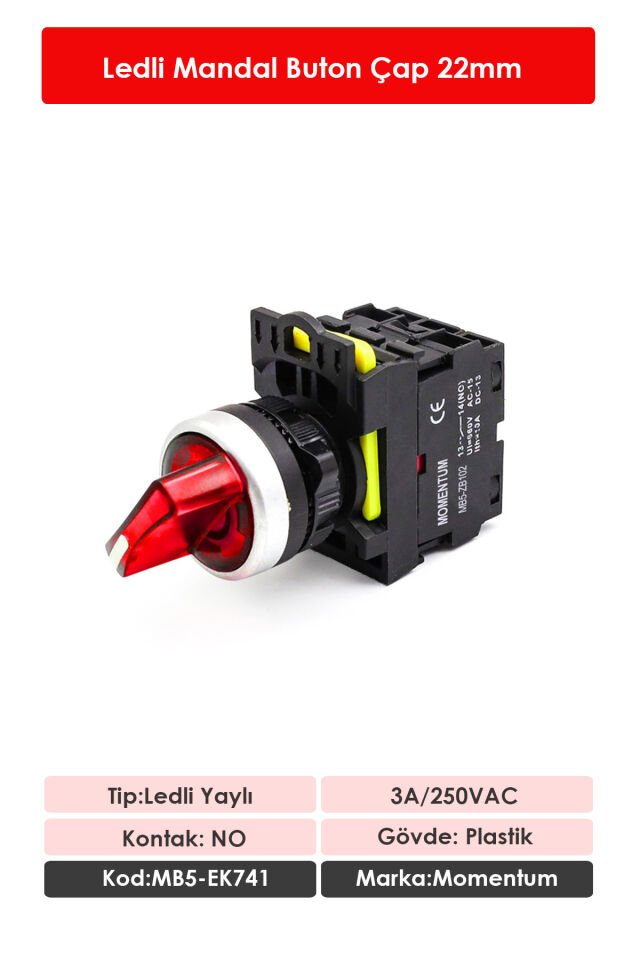 Momentum D22 Buton Mandal Led Kırmızı 0-1 NO MB5-EK741