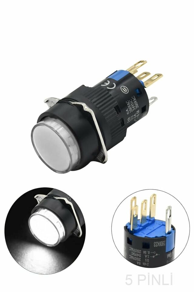 Momentum D16 Işıklı Buton 24V Yaylı 1CO Yuvarlak Beyaz MBT-27111