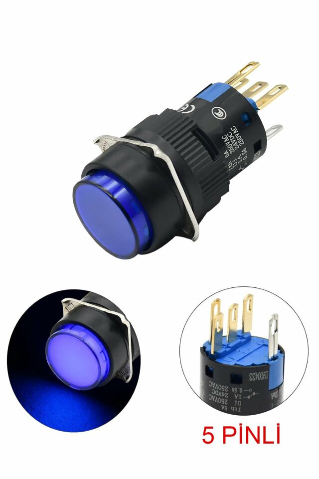 Momentum D16 Işıklı Buton 24V Yaylı 1CO Yuvarlak Mavi MBT-27161
