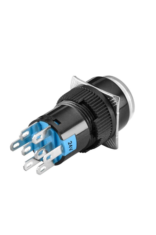 Momentum D16 Işıklı Buton 24V Yaylı 1CO Yuvarlak Mavi MBT-27161