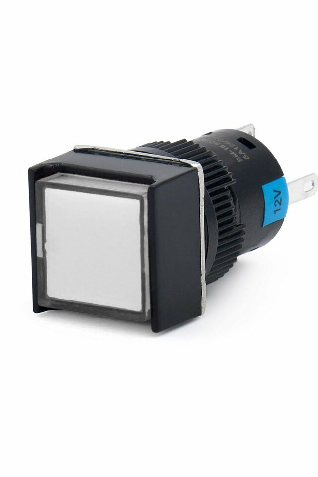 Momentum D16 Işıklı Buton 24V Yaylı 1CO Kare Beyaz MBT-27211