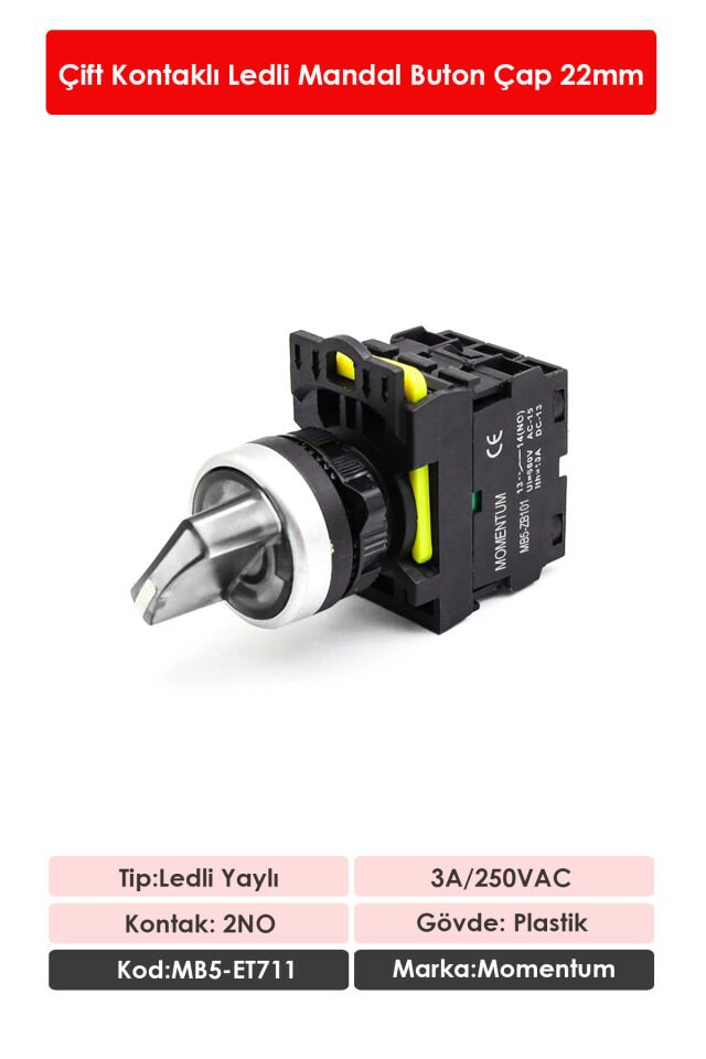 Momentum D22 Buton Mandal Led Beyaz 1-0-2 2NO MB5-ET711