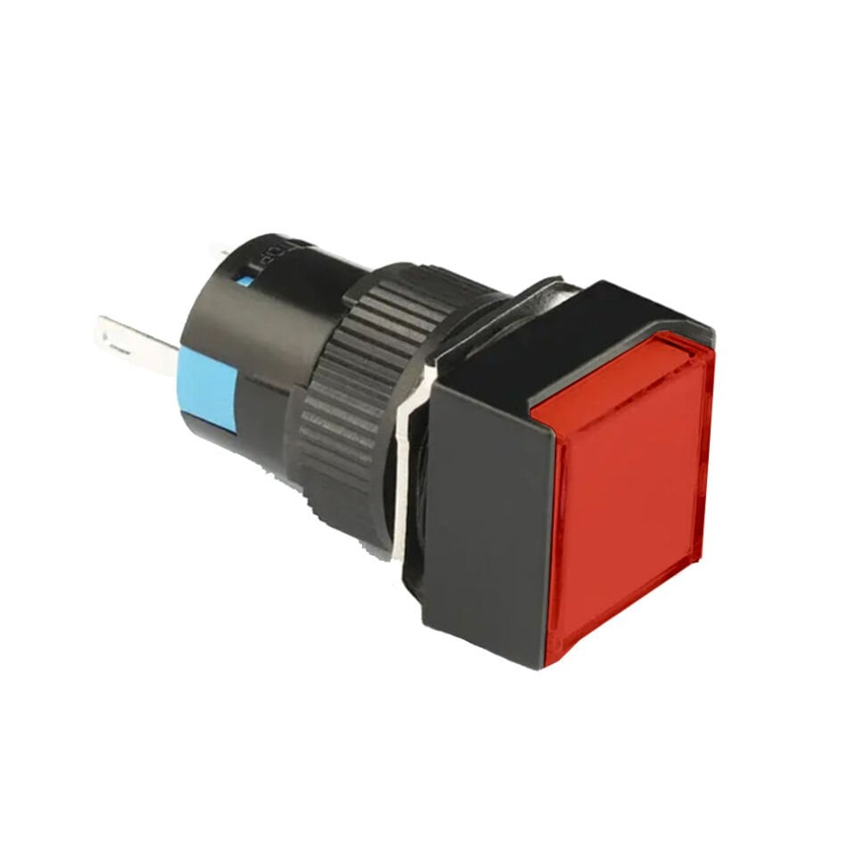 Momentum D16 Işıklı Buton 24V Yaylı 1CO Kare Kırmızı MBT-27241