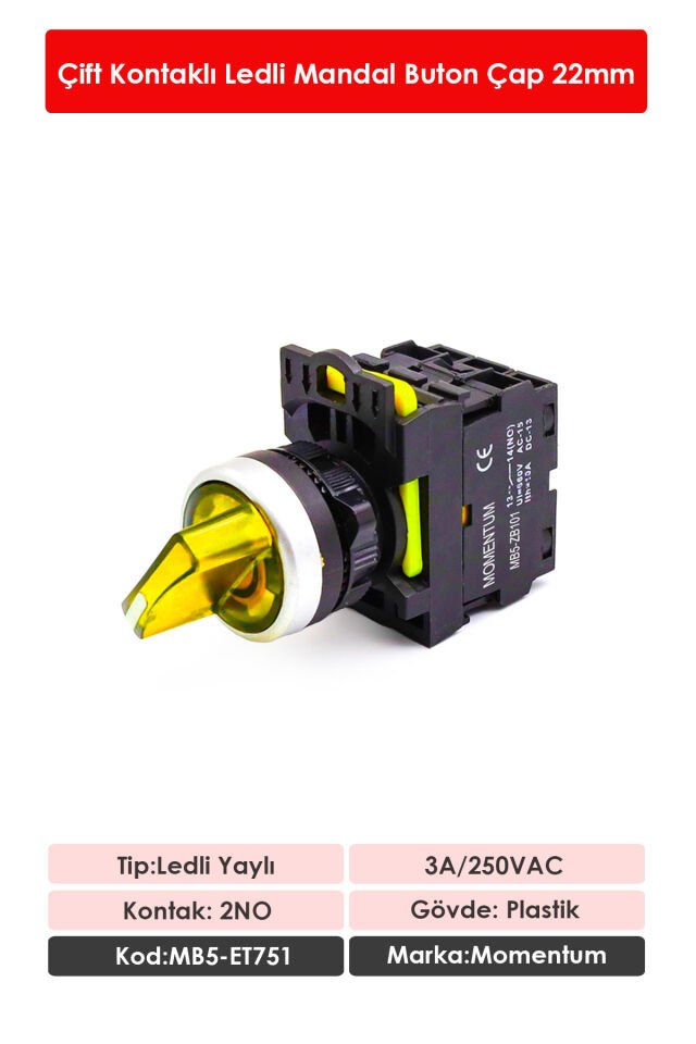 Momentum D22 Buton Mandal Led Sarı 1-0-2 2NO MB5-ET751