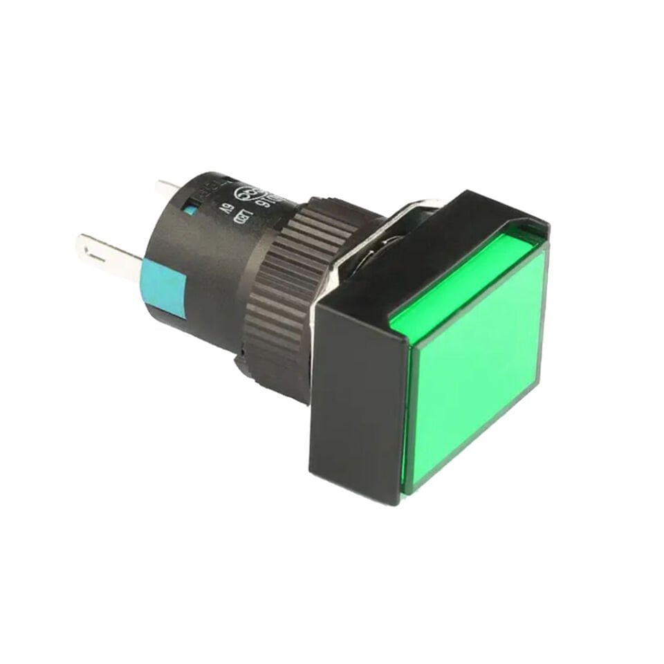 Momentum D16 Işıklı Buton 24V Yaylı 1CO Dörtgen Yeşil MBT-27331