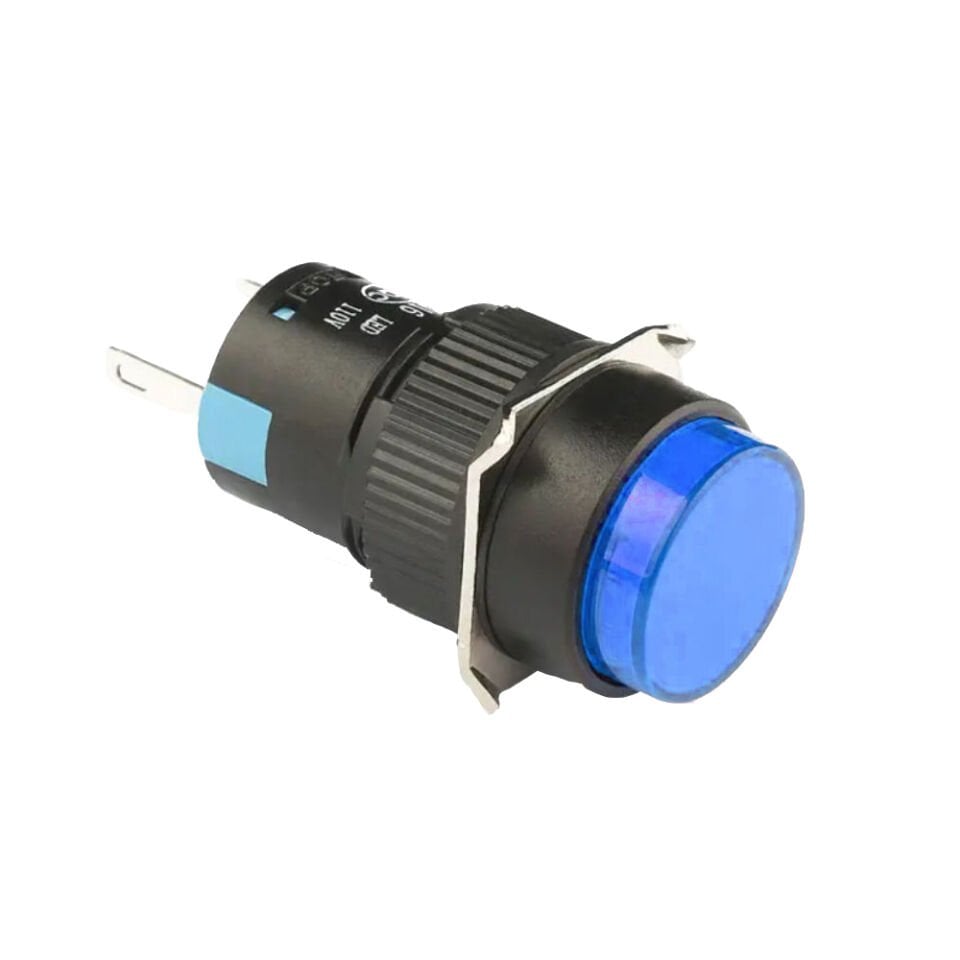 Momentum D16 Işıklı Buton 24V Yaylı 2CO Yuvarlak Mavi MBT-27162