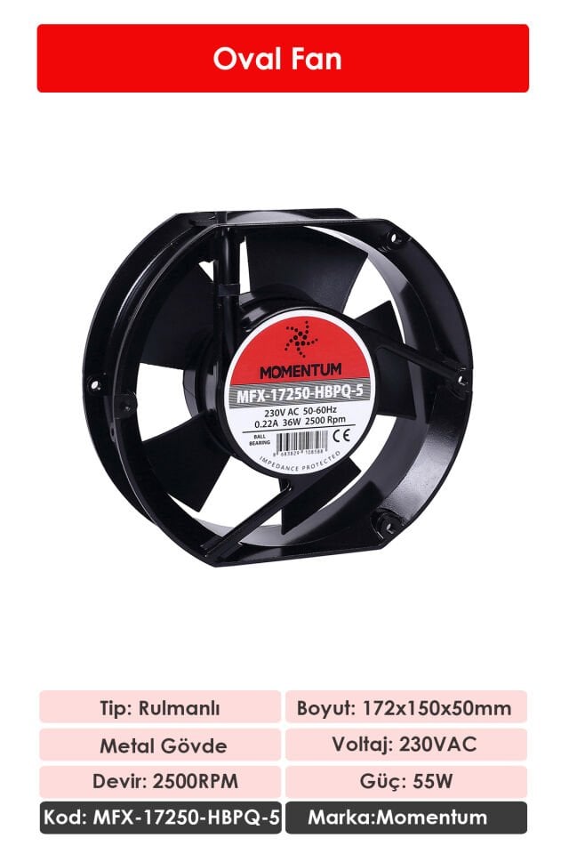 Momentum Fan 230VAC 172X150X50MM Rulmanlı MFX-17250-HBPQ-5