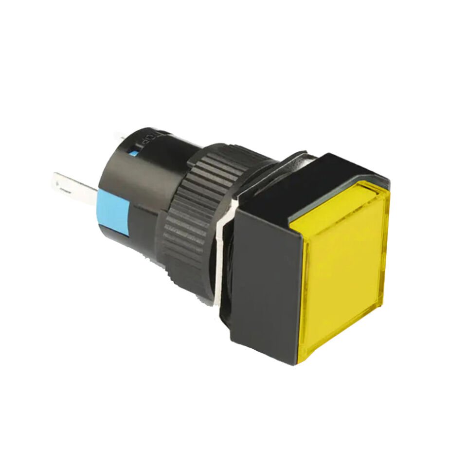Momentum D16 Işıklı Buton 24V Yaylı 2CO Kare Sarı MBT-27252