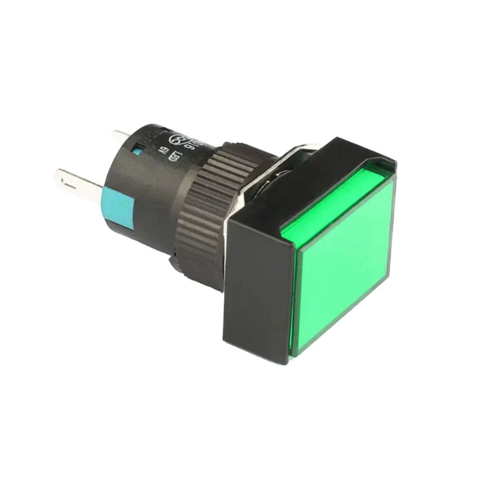 Momentum D16 Işıklı Buton 24V Yaylı 2CO Dörtgen Yeşil MBT-27332