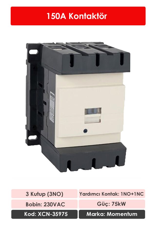 Momentum Kontaktör 3 Kutup/Bobin 230VAC Ie:150A 1NO+1NC XCN-35975