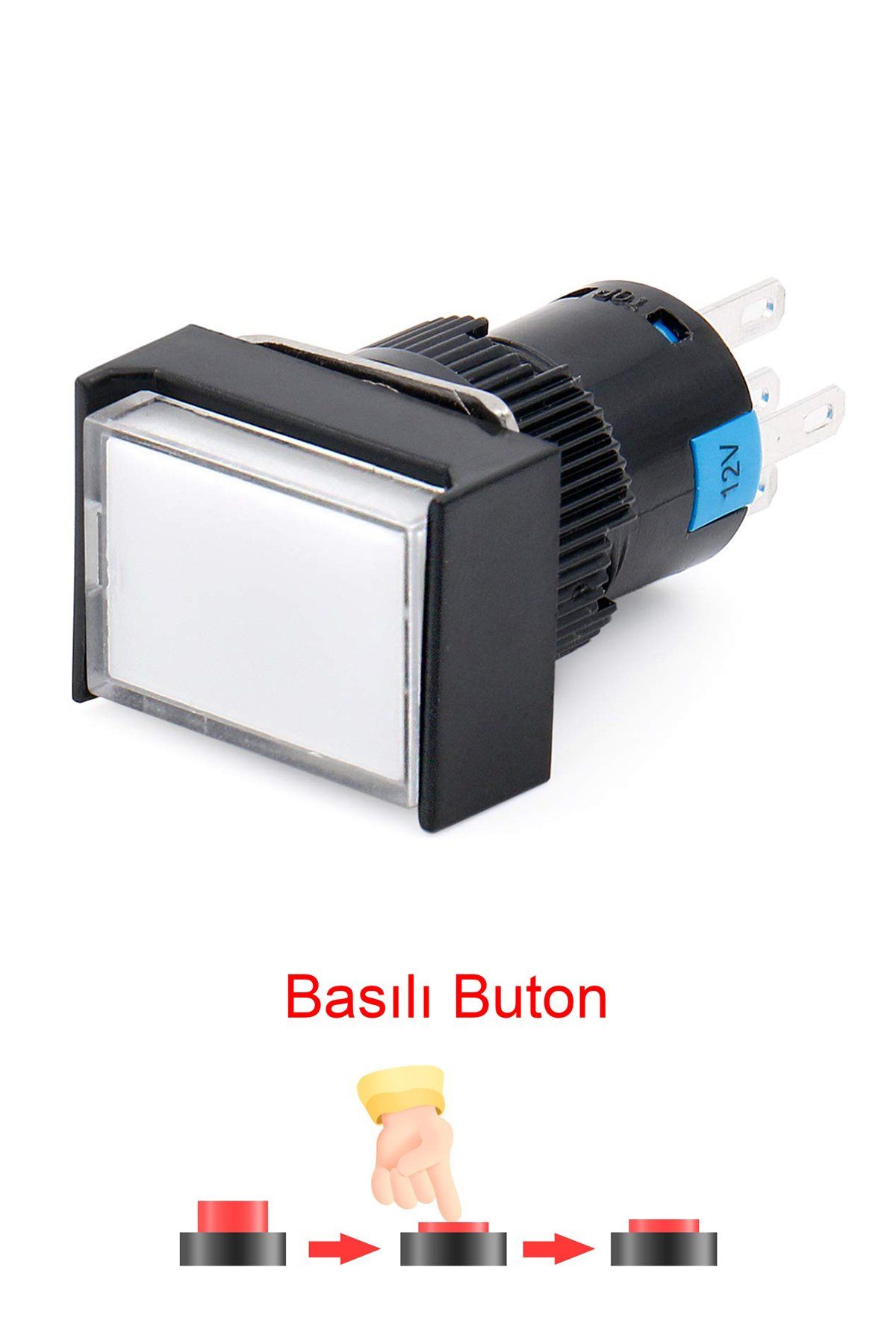 Momentum D16 Işıklı Buton 24V Kalıcı 1CO Dörtgen Beyaz MBT-37311
