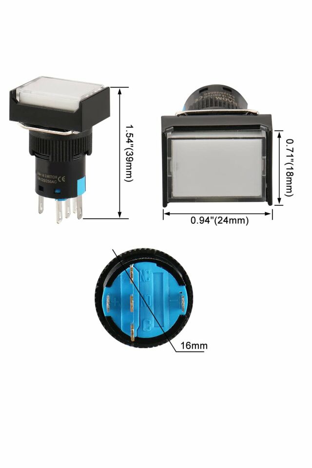 Momentum D16 Işıklı Buton 24V Kalıcı 1CO Dörtgen Beyaz MBT-37311