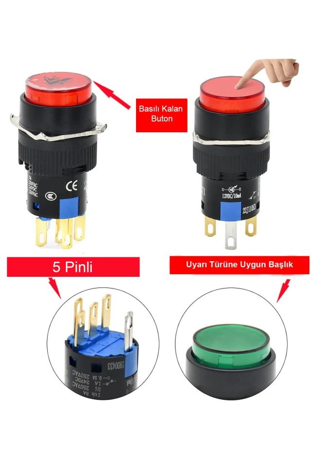 Momentum D16 Işıklı Buton 24V Kalıcı 1CO Dörtgen Beyaz MBT-37311