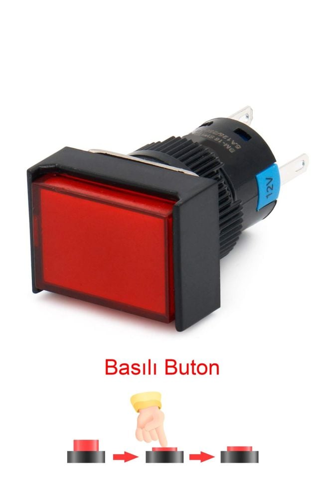 Momentum D16 Işıklı Buton 24VKalıcı 1CO Dörtgen Kırmızı MBT-37341