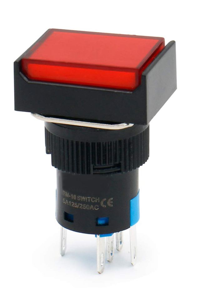 Momentum D16 Işıklı Buton 24VKalıcı 1CO Dörtgen Kırmızı MBT-37341