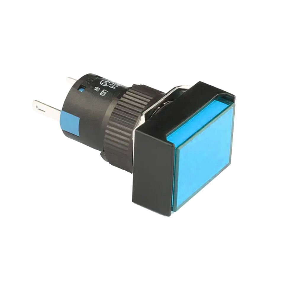 Momentum D16 Işıklı Buton 24V Kalıcı 1CO Dörtgen Mavi MBT-37361