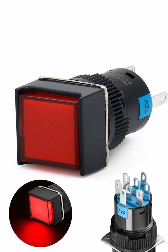 Momentum D16 Işıklı Buton 24V Kalıcı 2CO Kare Kırmızı MBT-37242