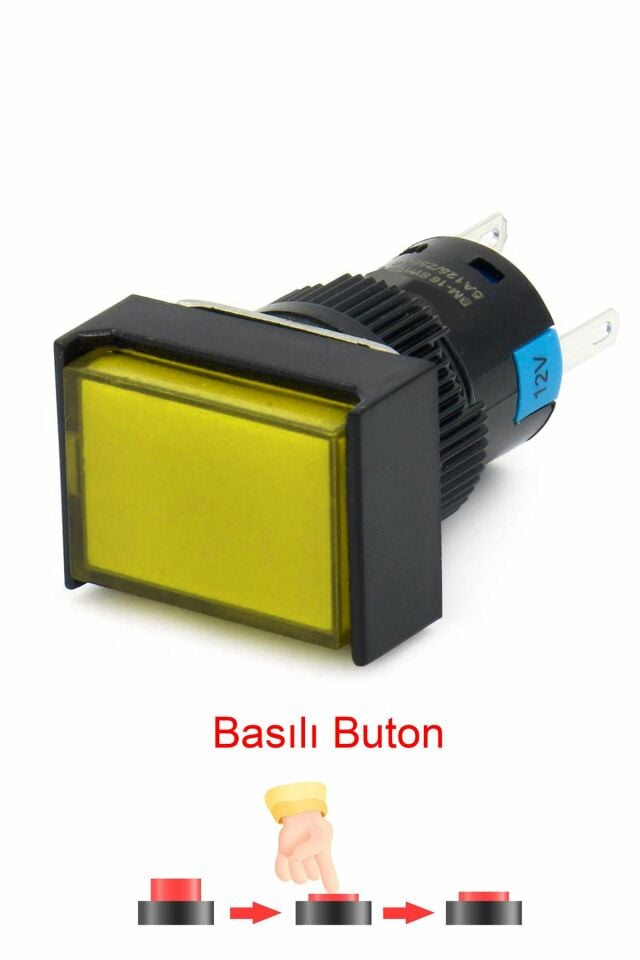 Momentum D16 Işıklı Buton 24V Kalıcı 2CO Dörtgen Sarı MBT-37352