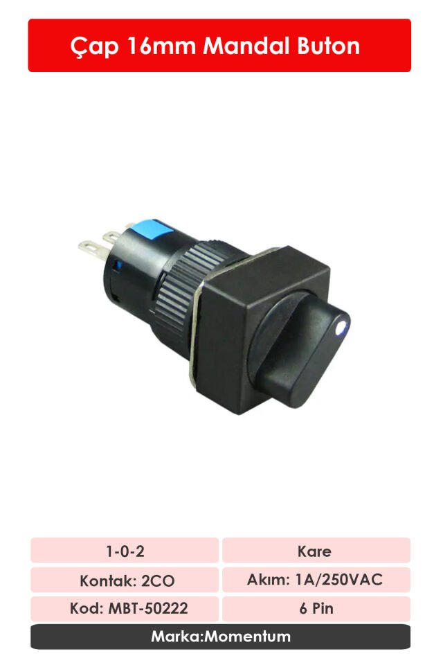 Momentum D16 Buton Mandal 2CO 1-0-2 Kare MBT-50222