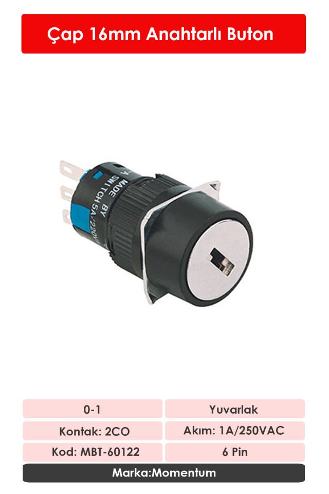 Momentum D16 Buton Anahtarlı 2CO 0-1 Yuvarlak MBT-60122