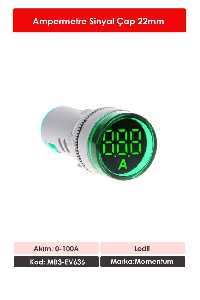 Momentum D22 Sinyal Led Ampermetre 0-100A Yeşil MB3-EV636
