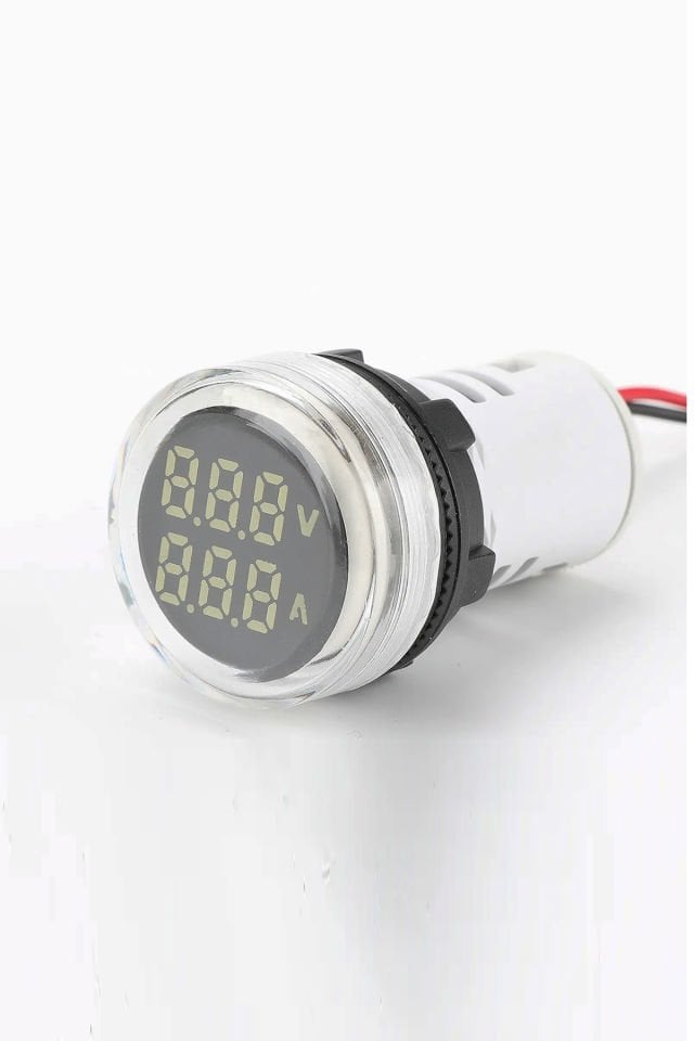 Momentum D22 Sinyal Led Voltmetre Ampermetre 12-500V / 0-100A  Beyaz MB3-EV716