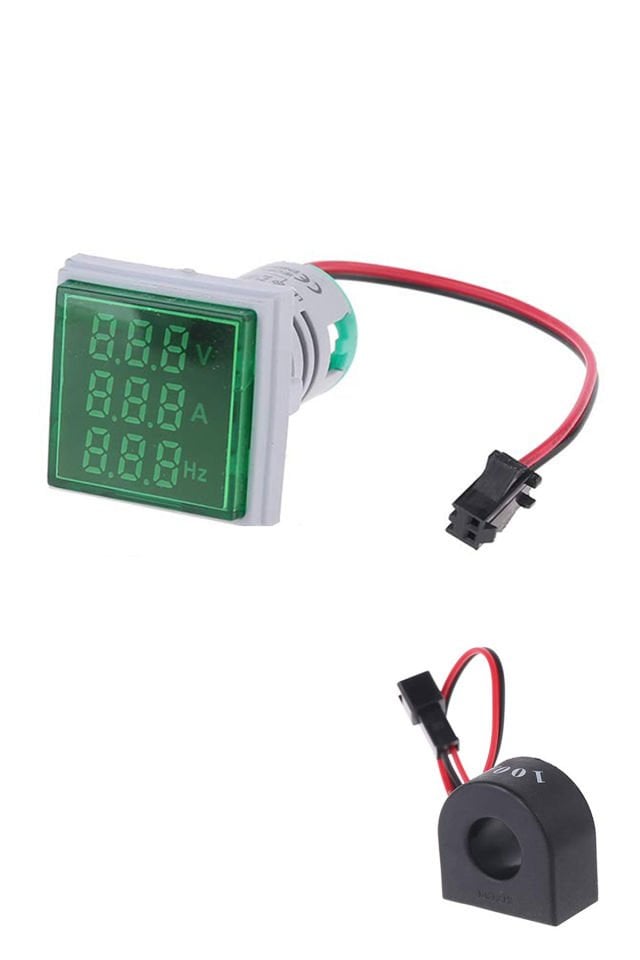 Momentum D22 Sinyal Led Volt/Amper/Frekans Metre 12-500V / 0-100A  /0-99Hz Yeşil MB3-EV836