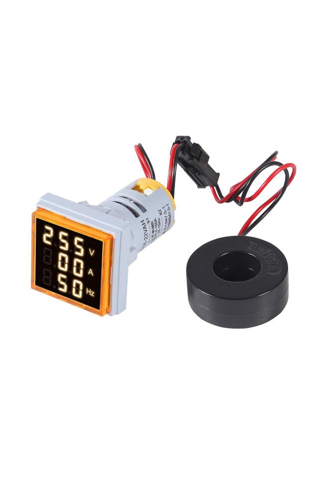 Momentum D22 Sinyal Led Volt/Amper/Frekans Metre 12-500V / 0-100A  /0-99Hz Sarı MB3-EV856