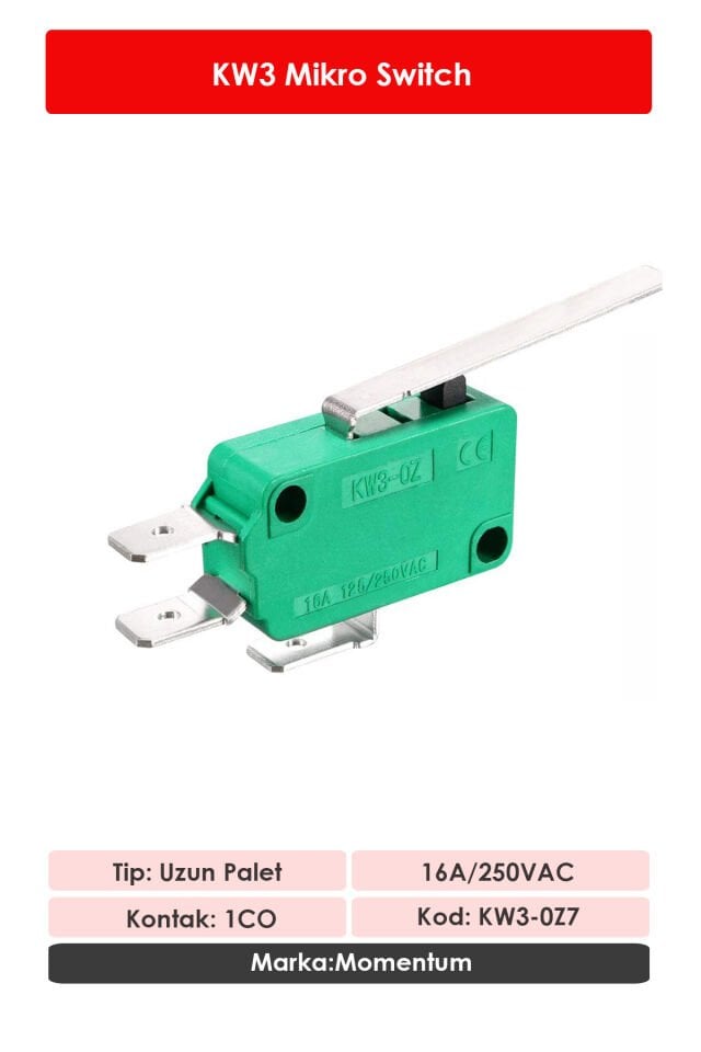 Momentum Mikro Switch Uzun Palet NO+NC KW3-OZ7