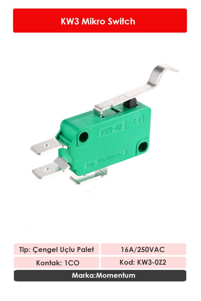 Momentum Mikro Switch Çengel Uçlu Palet NO+NC KW3-OZ2