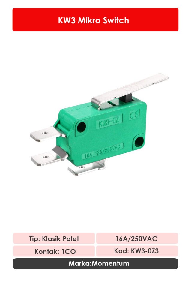 Momentum Mikro Switch Düz Palet NO+NC KW3-OZ3